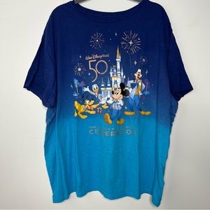 Walt Disney World Mickey & Friends 50th Anniversary T-Shirt Blue Ombre 3XL XXXL